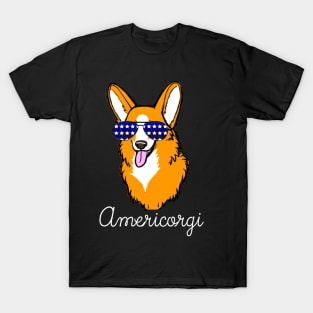 Cute Corgi Face Cogi Lover Independence Day - Americorgi T-Shirt